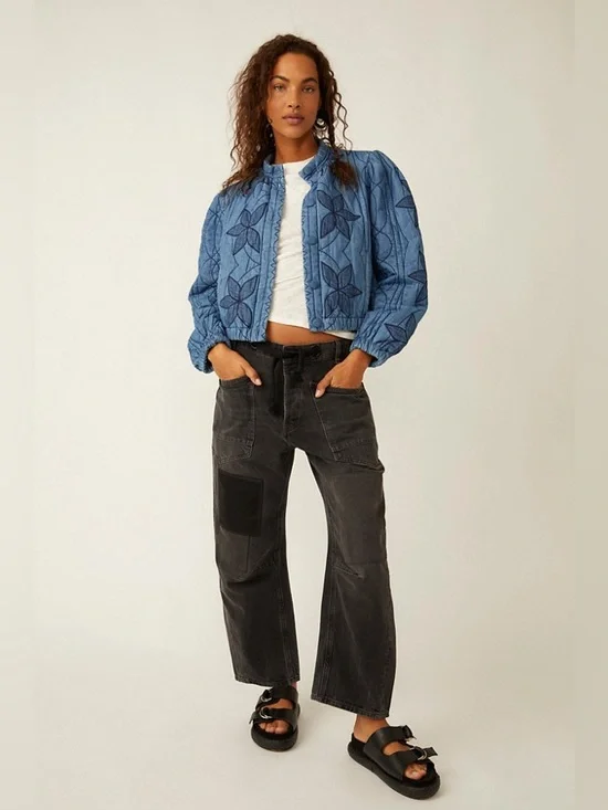 New Free People Quinn Quilted Jacket Size L - Picture 4 of 7